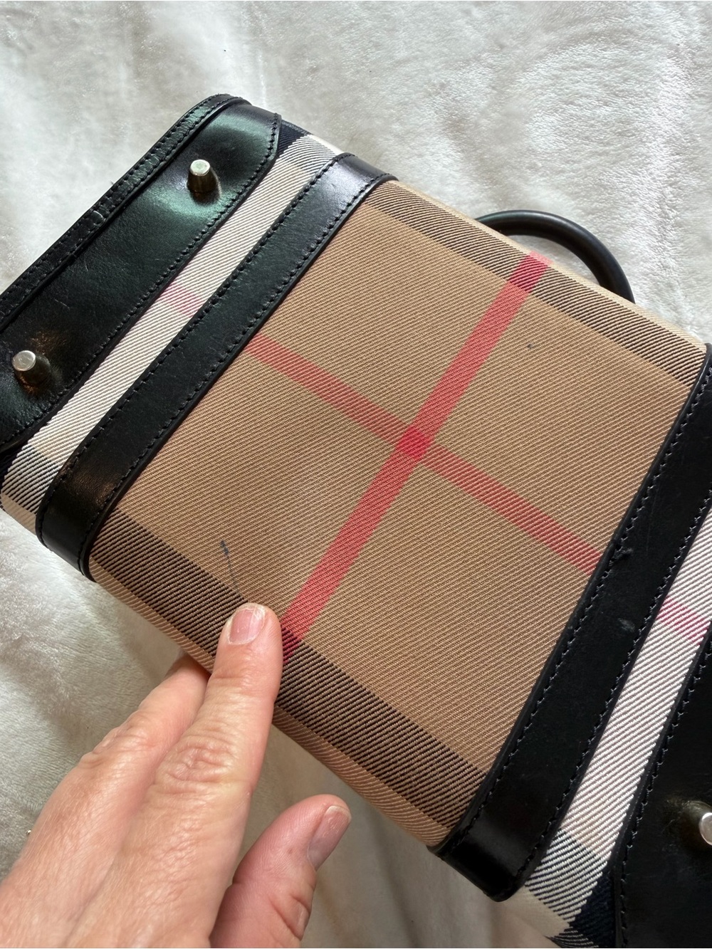 Burberry Boston haymarket canvas satchel bag - Picture 16 of 16